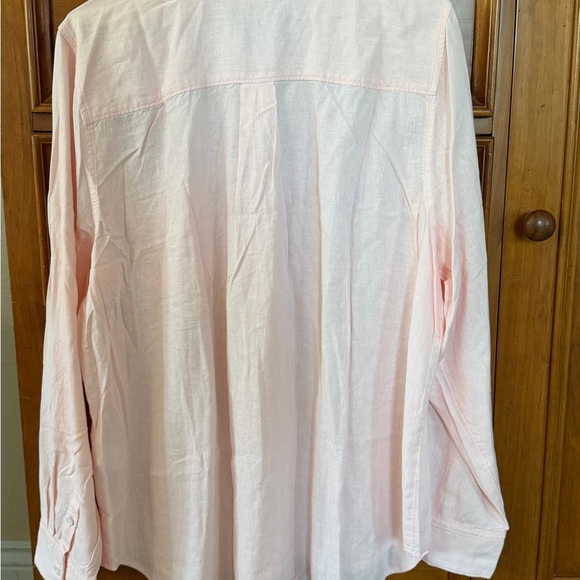 Light Pink Button-Up linen blend Shirt - Picture 3 of 4